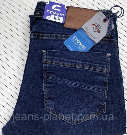 Джинсы мужские классические бренд Crown Jeans Turkey синего цвета — изображение 2