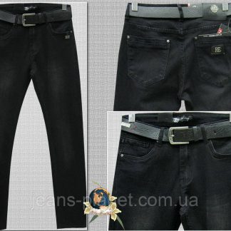Джинси чоловічі класичні чорного кольору з ременем Resalsa