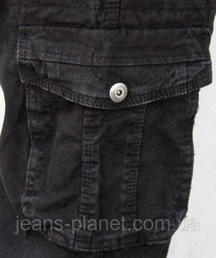 Джинси карго чоловічі літні ІTENO з накладними кишенями чорного кольору — изображение 5