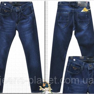 Джинси чоловічі утеплені на флісі звужені з потертостями Fashion Red