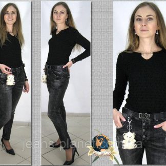 Джинси жіночі бойфренди з високою посадкою LoloBlues чорний графіт