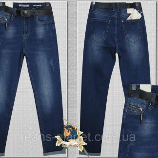 Модні жіночі прямі джинси з потертостями та ременем Version