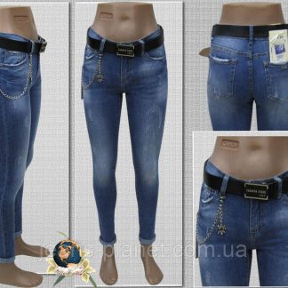 Модні жіночі джинси завужені середня посадка Cudi з ременем