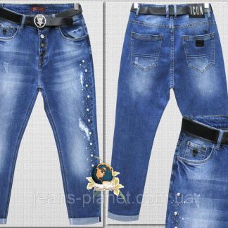 Модні жіночі джинси з камінням і стразами великі розміри
