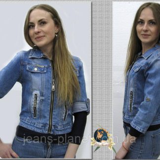 Куртка жіноча коротка джинсова на замку короткий рукав