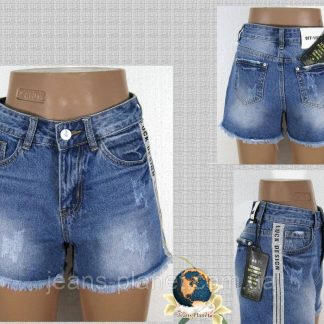 Шорти жіночі джинсові короткі Lady N блакитного кольору з лампасом