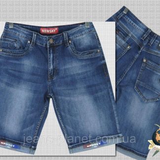 Шорти чоловічі джинсові короткі батали світло-синього кольору з закотом