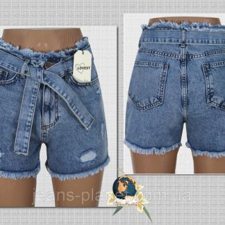 Шорти жіночі джинсові короткі на високій талії рвані з бахромою