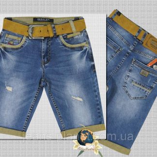Шорти чоловічі джинсові молодіжні Resalsa протерті з ременем
