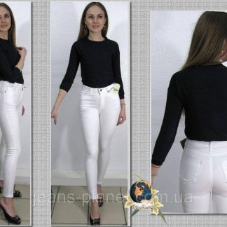 Джинси жіночі укорочені з високою посадкою Американка Lovest білого кольору 29-й розмір