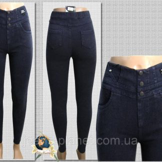 Джинси джегінси жіночі з поясом корсетом на гумці синій графіт