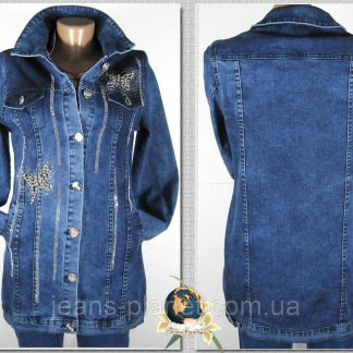 Модний жіночий джинсовий кардиган із прикрасою каміння та стрази S
