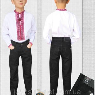 Джинси шкільні на хлопчика підлітка завужені чорного кольору 30-й розмір