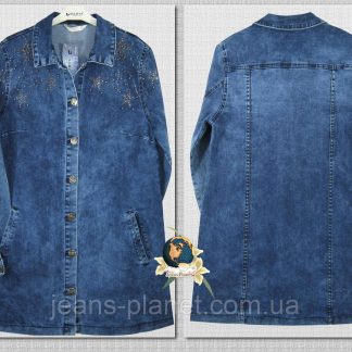 Модний жіночий джинсовий кардиган із прикрасою каміння та стрази Туреччина 52-й розмір