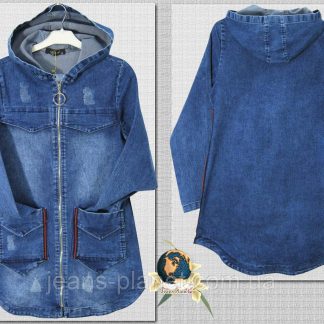 Оригінальний джинсовий кардиган із капюшоном на блискавці на дівчинку