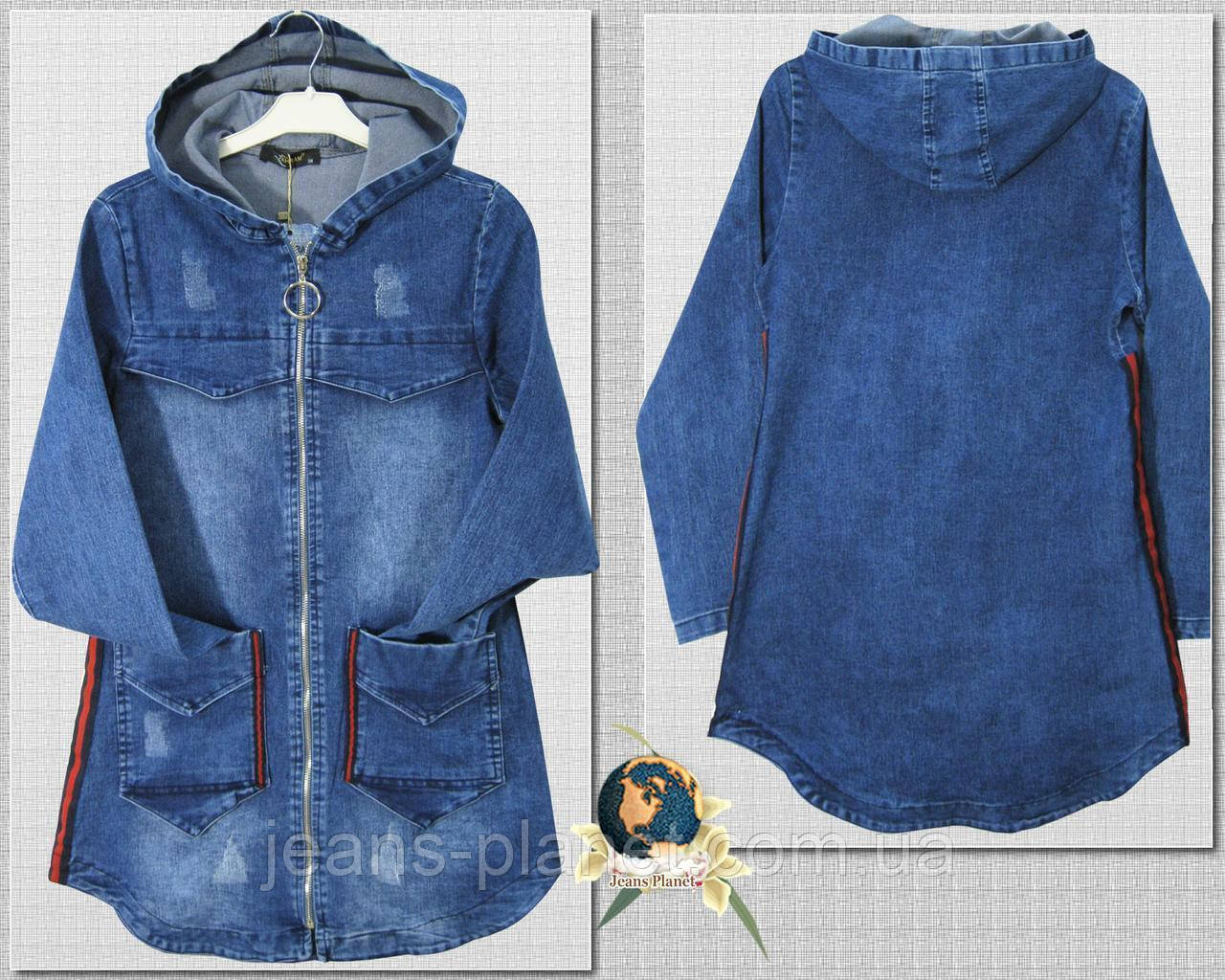 Оригінальний джинсовий кардиган із капюшоном на блискавці на дівчинку