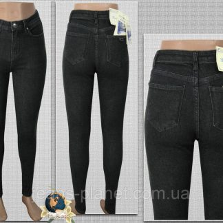 Джинси жіночі завужені висока талія Американка котон чорний графіт