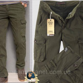 Джинси чоловічі карго з накладними кишенями хакі зима-весна 36-й розмір