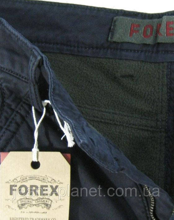 Джинси чоловічі утеплені карго з кишенями темно-сині — изображение 4