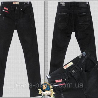 Джинси чоловічі молодіжні утеплені звужені чорного кольору 36-й розмір
