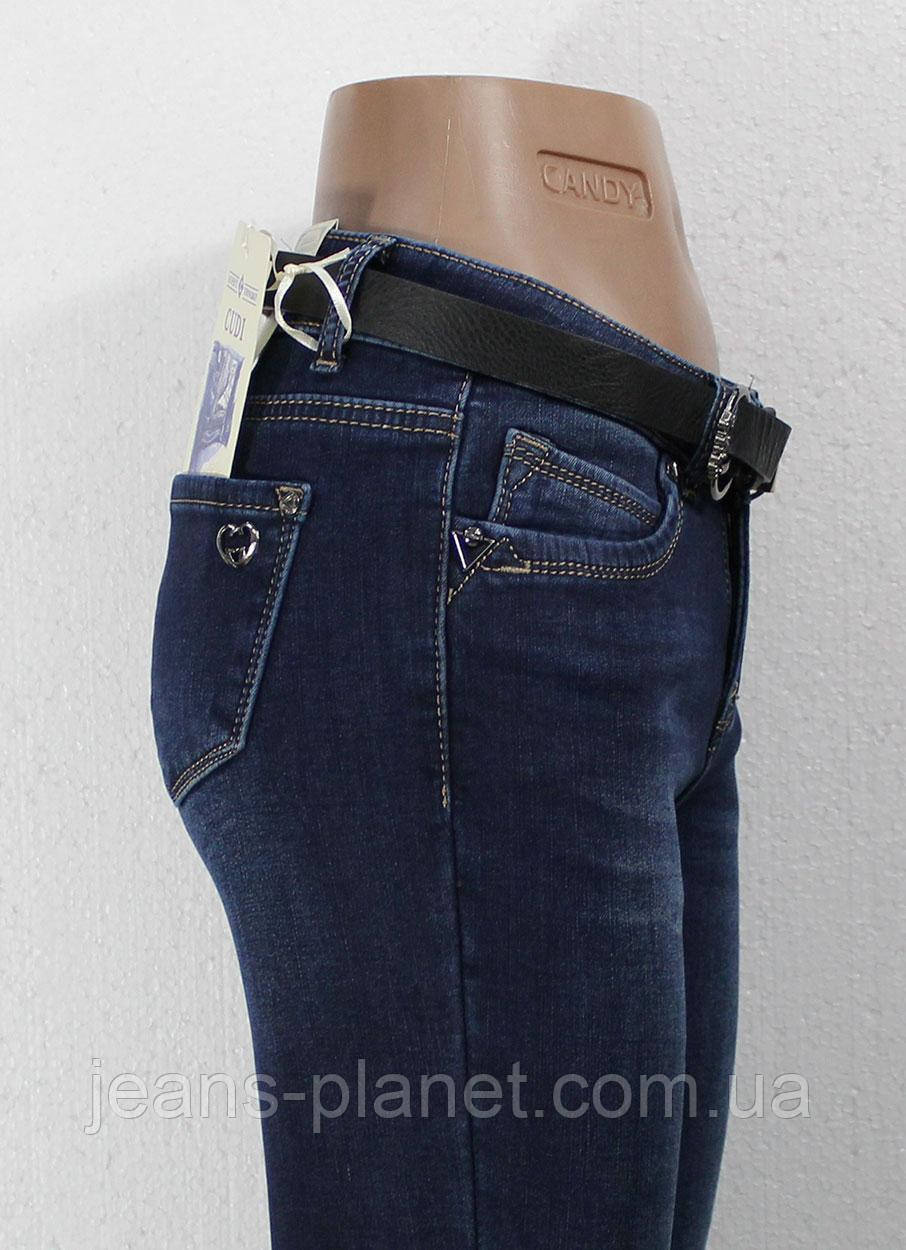 Джинси жіночі утеплені на флісі завужені з ременем Cudi — изображение 3