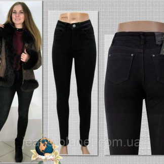 Джинси жіночі утеплені завужені на високій талії чорного кольору розмір 25