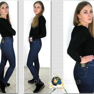 Джинси жіночі утеплетені з високою посадкою Lady N синього кольору