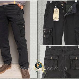 Джинси чоловічі утеплені з накладними кишенями Forex чорні
