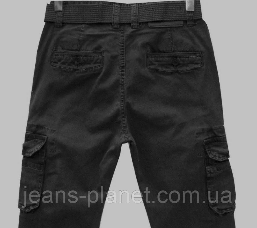 Джинси карго чоловічі літні ІTENO з накладними кишенями чорного кольору — изображение 3