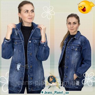 Модна оригінальна жіноча джинсова куртка оверсайз батал