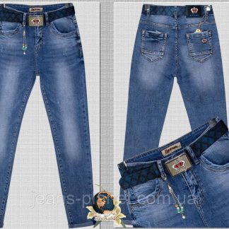 Джинси жіночі класика з високою посадкою ременем і брелоком Dicesil