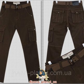 Джинси чоловічі прямі карго з кишенями ITENO коричневого кольору
