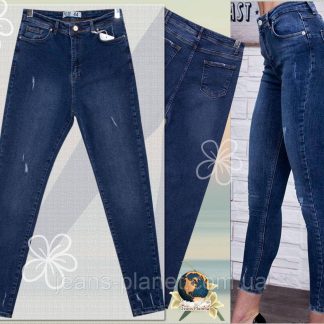 Модні звужені жіночі джинси на високій талії батали