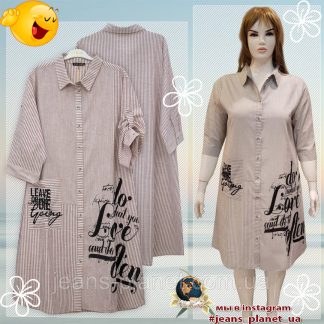 Модне літнє плаття-сорочка льон розмір 66 український