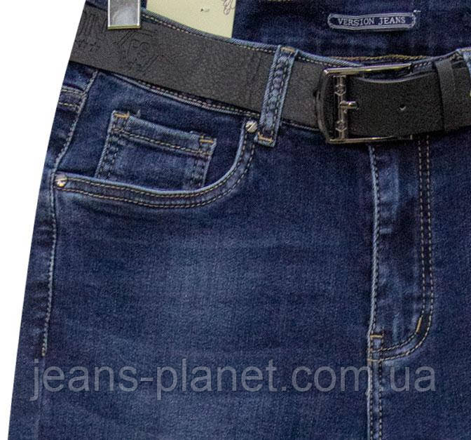 Джинси жіночі класичні батали синього кольору з ременем — изображение 2