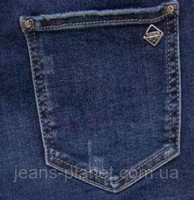 Джинси жіночі класичні батали синього кольору з ременем — изображение 3