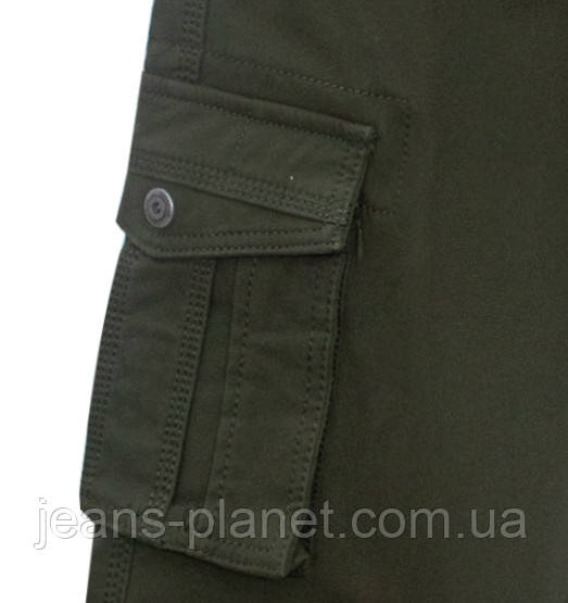 Джинси чоловічі утеплені карго з кишенями ITENO колір хакі — изображение 2