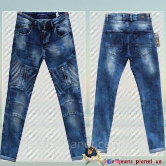 Джинси чоловічі молодіжні оригінальні звужені із замками та потертостями