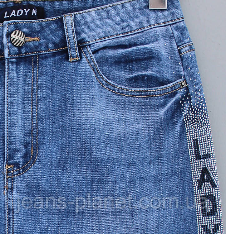 Джинсова спідниця класична Lady N з прикрасою з боків 31 розмір — изображение 2