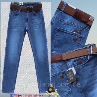 Чоловічі класичні джинси світло-синього кольору з ременем HSD 38 розмір