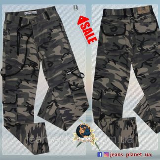 Джинси чоловічі прямі з накладними кишенями камуфляж 28 розмір