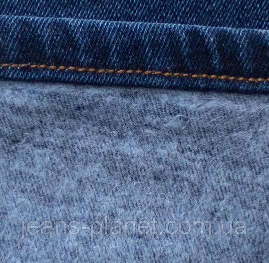 Джинси жіночі утеплені завужені з високою посадкою синього кольору — изображение 2