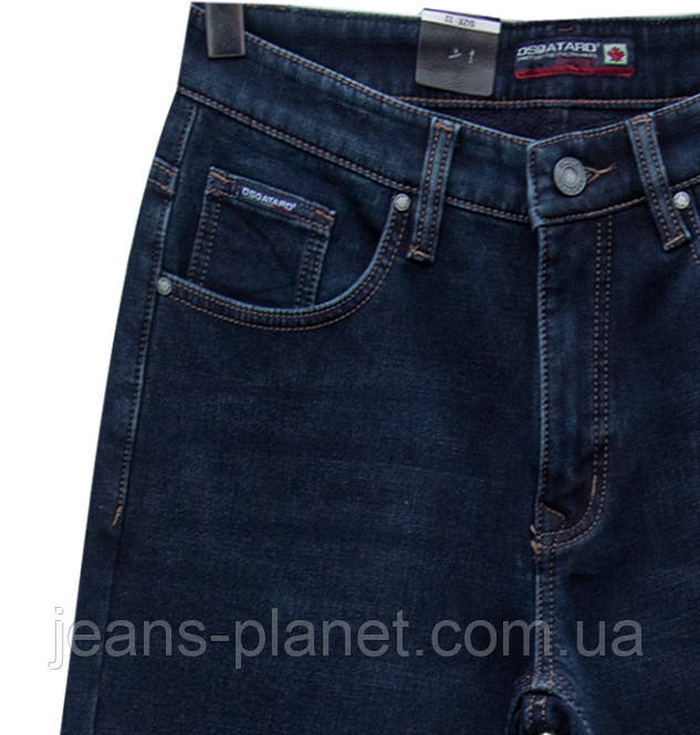 Зимові чоловічі класичні джинси прямого крою темно-синього кольору — изображение 4