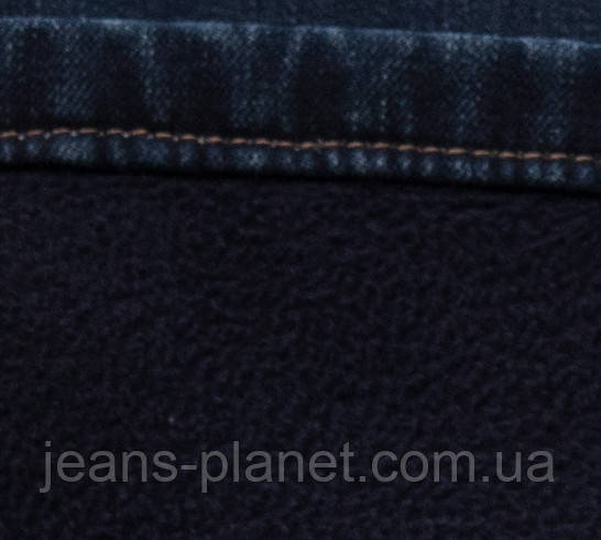 Зимові чоловічі класичні джинси прямого крою темно-синього кольору — изображение 3