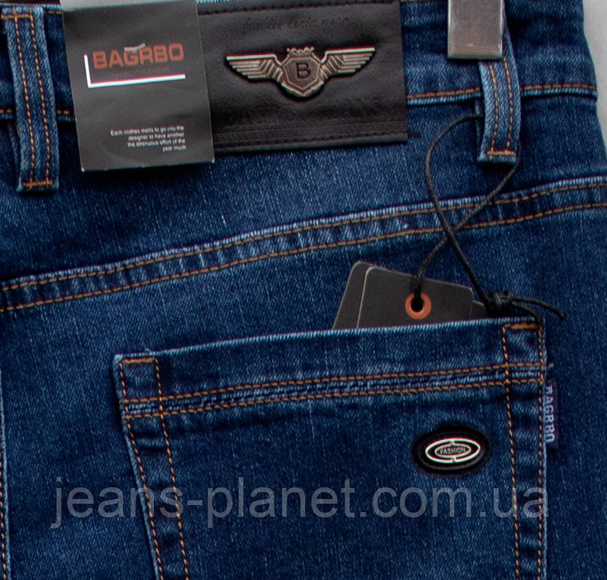 Джинси чоловічий класичні прямі Bagrbo JNS блакитного кольору батали — изображение 4