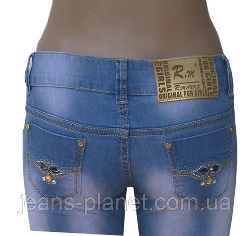 Джинси жіночі блакитні з камінням R. Marks — изображение 3