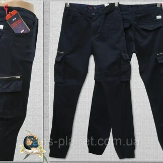 Джинси завужені з накладними кишенями карго 29 розмір блакитного кольору
