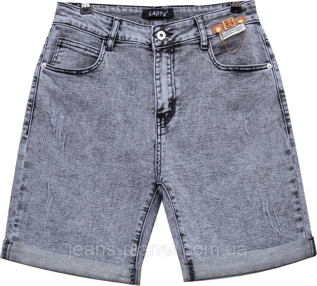 Жіночі шорти-бойфренди середньої довжини сірого кольору Lady N — изображение 5