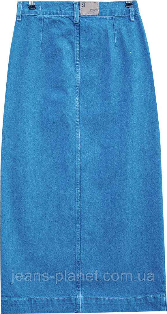 Наймодніша довга джинсова спідниця максі з розрізами світло-синього кольору — изображение 4