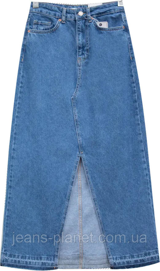 Наймодніша довга джинсова спідниця максі з розрізом ITʼS Basic синього кольору — изображение 3